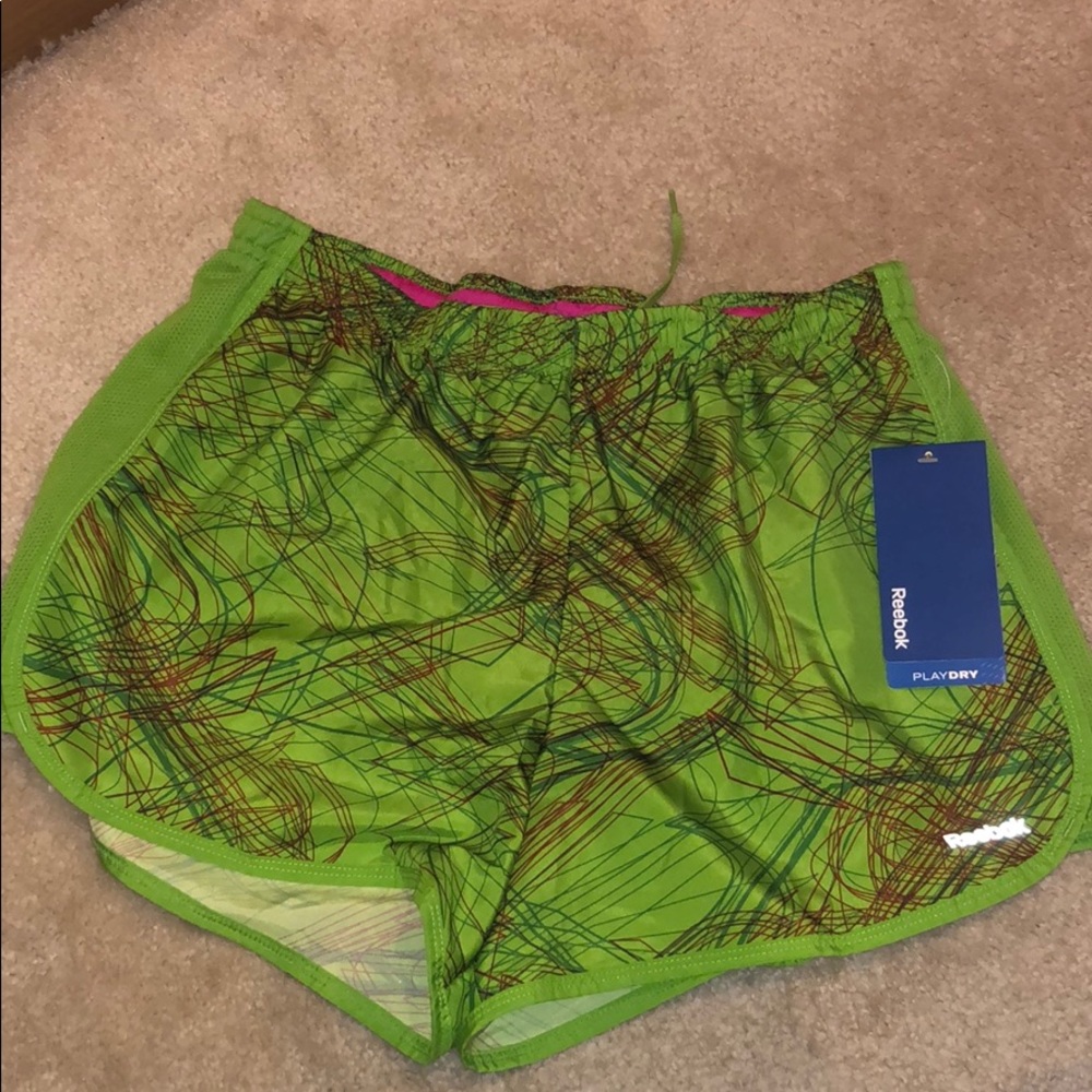 Green Reebok Athletic Shorts